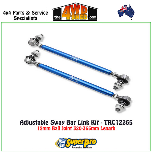 Adjustable Sway Bar Link Kit 12mm Ball Joint 320-365mm Length - TRC12265