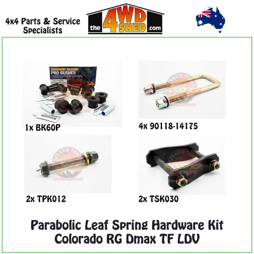 Parabolic Leaf Spring Hardware Kit Colorado RG Dmax TF LDV
