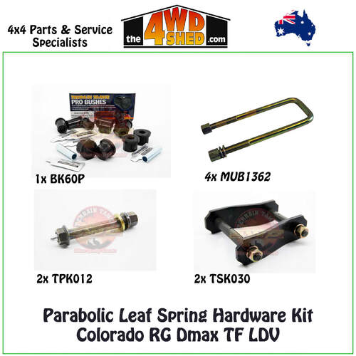 Parabolic Leaf Spring Hardware Kit Colorado RG Dmax TF LDV