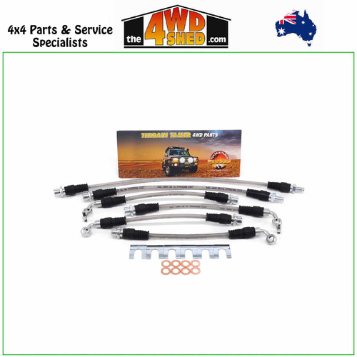 Braided Brake Lines Kits Toyota Landcruiser 78 79 Series FZJ HDJ HZJ 8/1999-1/2007